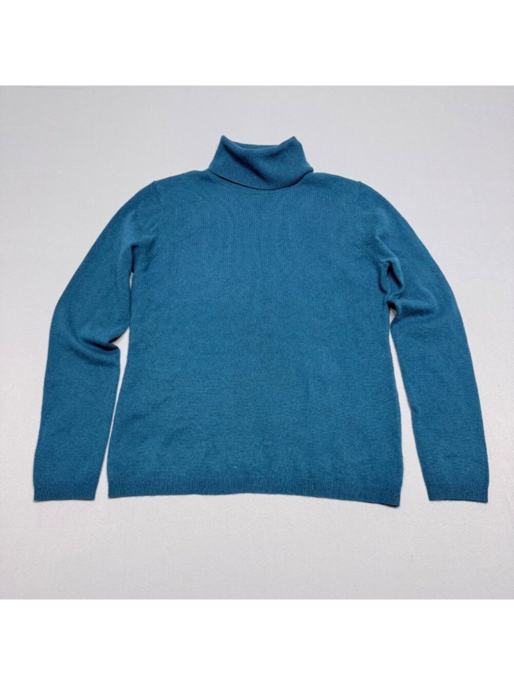 Lark & Ro Womens Blue Turtleneck Sweater Large Soft Knit Long Sleeve Cashmere